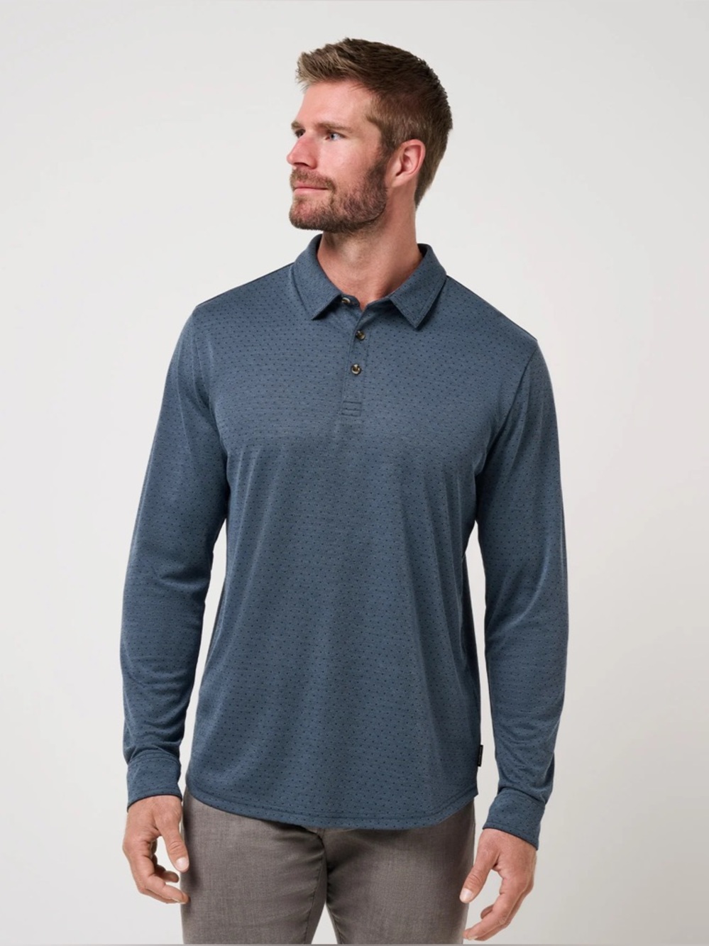 NWT Travis Mathew HANDSOME TOWN Long Sleeve Polo golf shirt travismathew LARGE